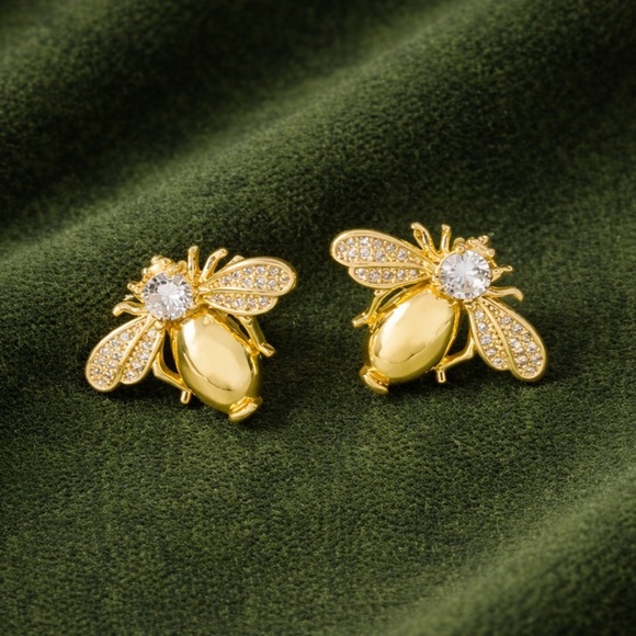 Anthropologie Jewelry - Luxury Gold Bee Stud Earrings